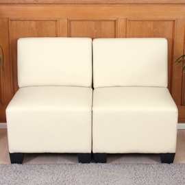 Mendler Modular 2-Sitzer Sofa Couch Lyon, Kunstleder ~ creme, ohne Armlehnen