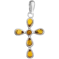 Ketten-Anhänger OSTSEE-SCHMUCK "Ostsee-Schmuck Anhänger Kreuz Anhänger Kreuz", weiß, Schmuckanhänger, Damen, 35 x 19mm, Silber 925 (Sterlingsilber), 1.6 g