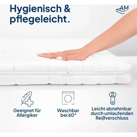 AM Qualitätsmatratzen Topper Bezug Komfort 90 x 200 cm weiß