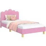 vidaXL Kinderbettgestell mit Kopfteil Rosa 90 x 200 cm Stoff
