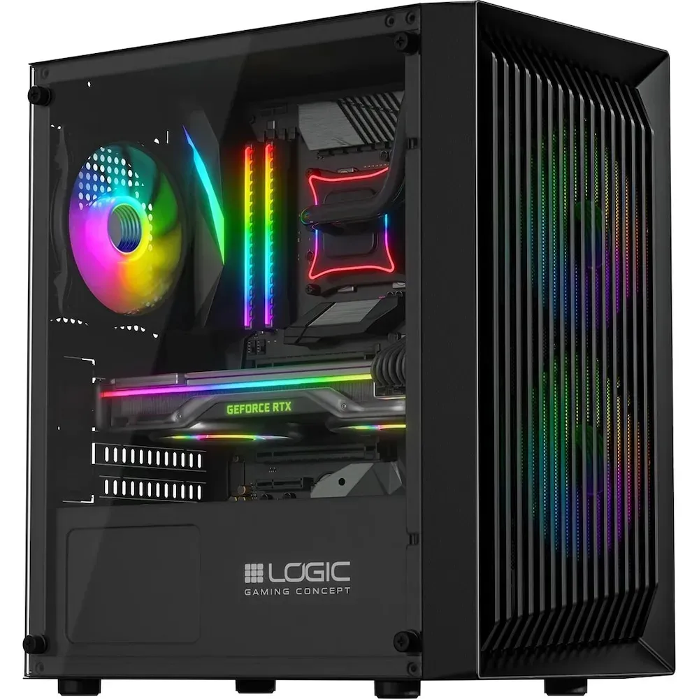 Logic Obudowa Atos RGB Mini USB 3.0 Bez Zasilacza (Mini-ITX, mATX), PC Gehäuse, Schwarz