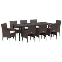 VidaXL 9-teiliges Garten-Essset Braun Poly-Rattan