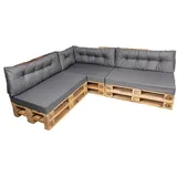 TexDeko Palettenkissen Set Modell: Comfort 7-TLG, Palettenkissen Set wasserabweisend, Premium Qualität, pflegeleicht grau