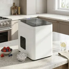 Homcom Eiswürfelmaschine, 12 kg 24 Std., 9 Eiswürfel in 7 Minuten, 2 Größen - Weiß