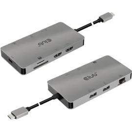 Club 3D Club3D Usb-8-In1-Hub Usb-C > 2Xhdmi/2Xusb/Usb-C/Rj45/Sd/Msd - Silber