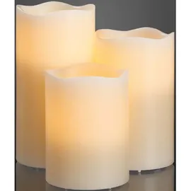 Hellum LED Echtwachskerze 3 St. elfenbein