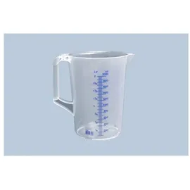 Hünersdorff Messkanne 2000 ml, PP, 2 Skalen geschlossener Griff, transparent