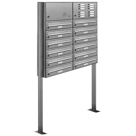 AL Briefkastensysteme Standbriefkasten 12 Fach Silber