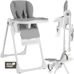 tectake® Hochstuhl, ab den ersten Lebensmonaten, klappbar, pflegeleichter, schmutzabweisender Kunstlederbezug, doppeltes Tablett, Belastbarkeit 15 kg, 55 x 91 x 95 cm