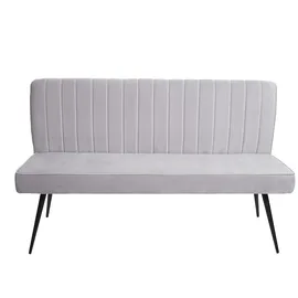 Mendler Esszimmer-Set HWC-K16, 2er-Set Stuhl+Sitzbank Esszimmergruppe Sitzgruppe Esszimmergarnitur, Samt Metall ~ hellgrau