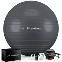 HOEL EliteAthlete® Gymnastikball Sitzball Büro ergonomisch mit Anti Burst System - Fitness Yoga Pilates Schwangerschaft - Schwangerschaftsball Fitnessball Yogaball - Yoga Ball inkl. Luftpumpe - Grey 75cm dunkelgrau 75 cm