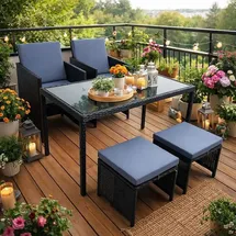 Estexo Rattanmöbel Set 4-tlg. Schwarz