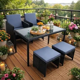 Estexo Rattanmöbel Set 4-tlg. Schwarz