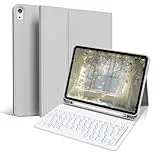 zoyu Tastatur Hülle für iPad 11 Generation A16/10 Generation (11 Zoll 2025/10.9 Zoll 2022), 7-farbige Beleuchtung Magnetische Tastatur für iPad 11./10. Gen Hülle mit Stifthalter, Grau