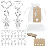 30 Stücke Schutzengel Anhänger, YIDM Schutzengel Schlüsselanhänger Gastgeschenke Taufe, Gastgeschenke Kommunion mit Organza Beutel und Kraftpapier Anhänger, für Babydusche Hochzeit Weihnacht
