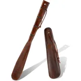2 Stück Holz Schuhlöffel Holz Schuhanzieher Lang Und Kurz Retro-Schuhanzieher Aus Holzs Praktischer Schuhlöffel Mit Hängendem Seil Für Senioren, Männer Und Frauen, Für Zuhause Oder Unterwegs - Einheitsgröße