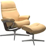 Stressless Stressless® »Sunrise«, (Set, Relaxsessel mit Hocker), mit Hocker, mit Cross Base, Größe S, M & L, Holzakzent Wenge