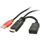 Lindy HDMI M/F Stromeinspeisungsadapter 15 m Schwarz/Rot
