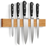 LARHN Magnetleiste Messer aus Bambus mit Extra Starkem Magnet - 40cm - Messerhalter Magnetisch Holz für Utensilien und Werkzeuge - Unbestückte Messerblöck