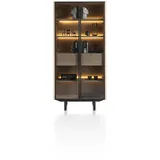 Beckhuis Living XOOON Vitrine + LED, 2 Türen 96x200 cm Eichenfurnier/Glas/Metall