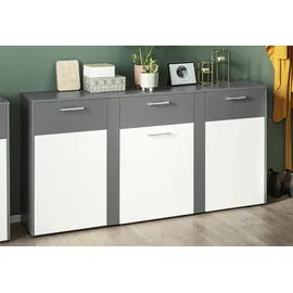 vogl möbelfabrik Kommode VOGL MÖBELFABRIK "Tirent", weiß (graphit, weiß), B:159cm H:84cm T:40cm, Spanplatte, Sideboards, Türkommode, mit 3 Türen und 1 Schubkasten