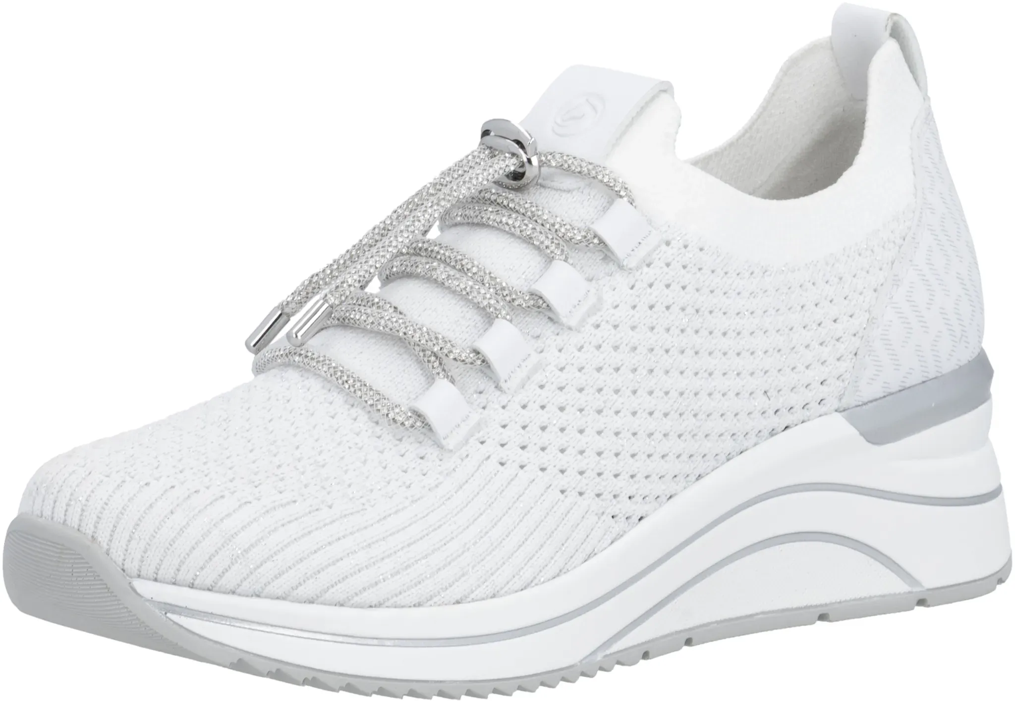 Slip-On Sneaker REMONTE, Damen, Gr. 39, weiß, silberfarben, Lederimitat, Textil, Glitzer, Schuhe, Schlupfschuh, Slipper, Halbschuh mit Lite ́n Soft-Ausstattung