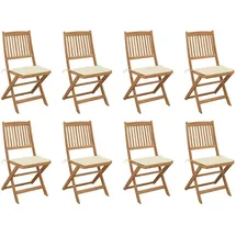 vidaXL Klappbare Gartenstühle mit Kissen 47 x 47 x 108 cm beige/weiß 8 St.