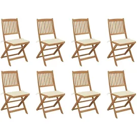 vidaXL Klappbare Gartenstühle mit Kissen 47 x 47 x 108 cm beige/weiß 8 St.