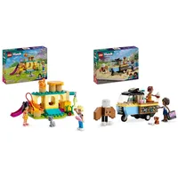 LEGO Friends Abenteuer auf dem Katzenspielplatz, Set mit Spielzeug-Tieren und Figuren & Friends Rollendes Café, Kleines Bäckerei-Spielzeug für Kinder