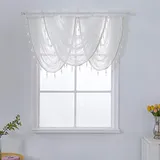 Lsimeru 3Pcs Querbehang Gardine Weiß Kurz Landhausstil Vintage Scheibengardine Bistrogardinen Kurzstores Gardinen Klein Vorhang Fenster Schlafzimmer Wohnzimmer Küche