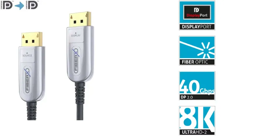 FiberX FX-I260-015 - DisplayPort 2.0 AOC Glasfaser Extender Kabel - 8K - 15 m