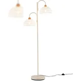 Costway Rattan Stehleuchte Wohnzimmer 350° Drehbare E27 Leselampe mit Fußschalter Standleuchte mit Höhe 155 cm