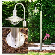 hofstein Außenleuchte Edelstahl mit Glas, IP44, ohne Leuchtmittel, weiß