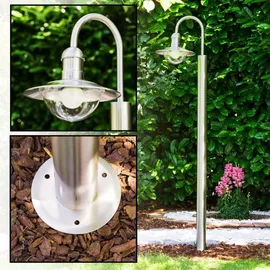 hofstein Außenleuchte Edelstahl mit Glas, IP44, ohne Leuchtmittel, weiß