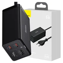 Baseus GaN5 Pro Wall Charger (67 W, USB / HDMI 2 x USB-C + USB-A Schwarz