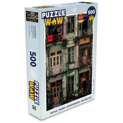 MuchoWow Puzzle Vintage – Türen – Wohnungen – Architektur, 500 Puzzleteile, Foto-Puzzle, Bilderrätsel, Puzzlespiele, Spielzeug bunt