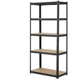 MEDAS PRO - Metallisches 3-in-1 Lagerregal, Regale für Kellerraum, Abstellraum Regal, Garage und Abstellkammer, Schwerlastregal - Maße 150x75x30, mit 5 MDF-Regalböden - Schwarzer Stahl