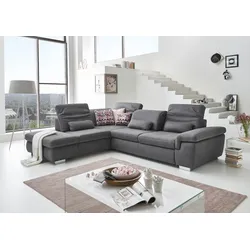 Ecksofa DIE PLANBAR "MP-IN17041 L-Form", grau, B:320cm H:85cm T:260cm, 100% Polyester, Sofas, Sitztiefenverstellung, optional mit Kopfteilverstellung & Bettfunktion