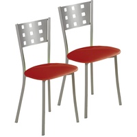 ASTIMESA SCMCRO Zwei Küchenstühle, Metall, rot, Altura de asiento 45 cms
