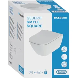 Geberit Smyle Square Set Wand-WC mit WC-Sitz Weiß