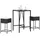 vidaXL 3-tlg. Gartenbar-Set mit Kissen Schwarz Poly Rattan