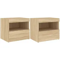 VidaXL Nachttische mit LED-Leuchten 2 Stk. Sonoma Eiche 50x40x45