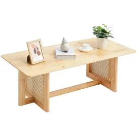 Vevor Rattan-Couchtisch Braun Gummibaum 120 x 60 x 40 cm