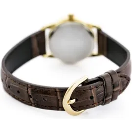 Casio #LTP-V002GL-1B Women's Gold Tone Leather BandDial Date Watch - Braun/Gold/Dunkelblau