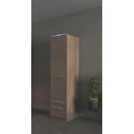 Priess Kleiderschrank PRIESS "Schrank Garderobe Wäscheschrank Barcelona in 5 Breiten", braun (struktureichefarben hell), B:48cm H:193cm T:54cm, Holzwerkstoff, Schränke, Kleiderschrank, viel Stauraum, geräumige Schubkästen, mit Spiegel, MADE IN GERMANY