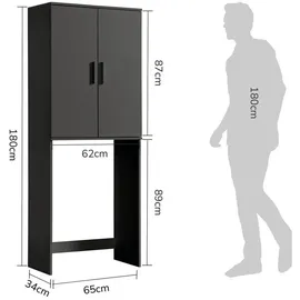 mokebo Der Saubermann Waschmaschinenschrank 65 x 180 x 34 cm Schwarz