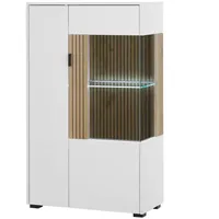 Furn.design Vitrine Merced in weiß matt und Eiche 75