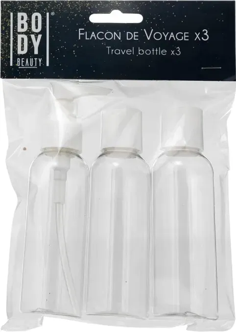 5Five Set aus 3 - Reise-Reinigungs-Kosmetikflaschen Kleine Volumenflaschen