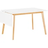 Beliani Esstisch Weiß mit Braun 80 x 120 cm Eschenholz Ausziehbar Holzfurnierte Tischplatte Lackiert Matt Rechteckig Klassisch - Weiß/Hellbraun
