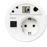 EVOline Circle80 Einbausteckdose mit USB-Doppelcharger A/C Weiß